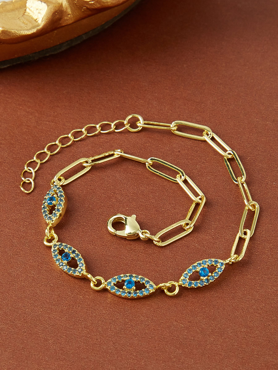 Браслет женский Devil's Eye с синтетическим цирконом, гипоаллергенный сплав, не темнеет, под золото — изображение 5