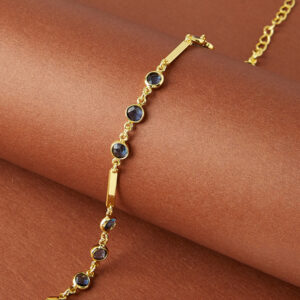 Браслет с геометрической инкрустацией и голубым цирконом, гипоаллергенный сплав, не темнеет, под золото